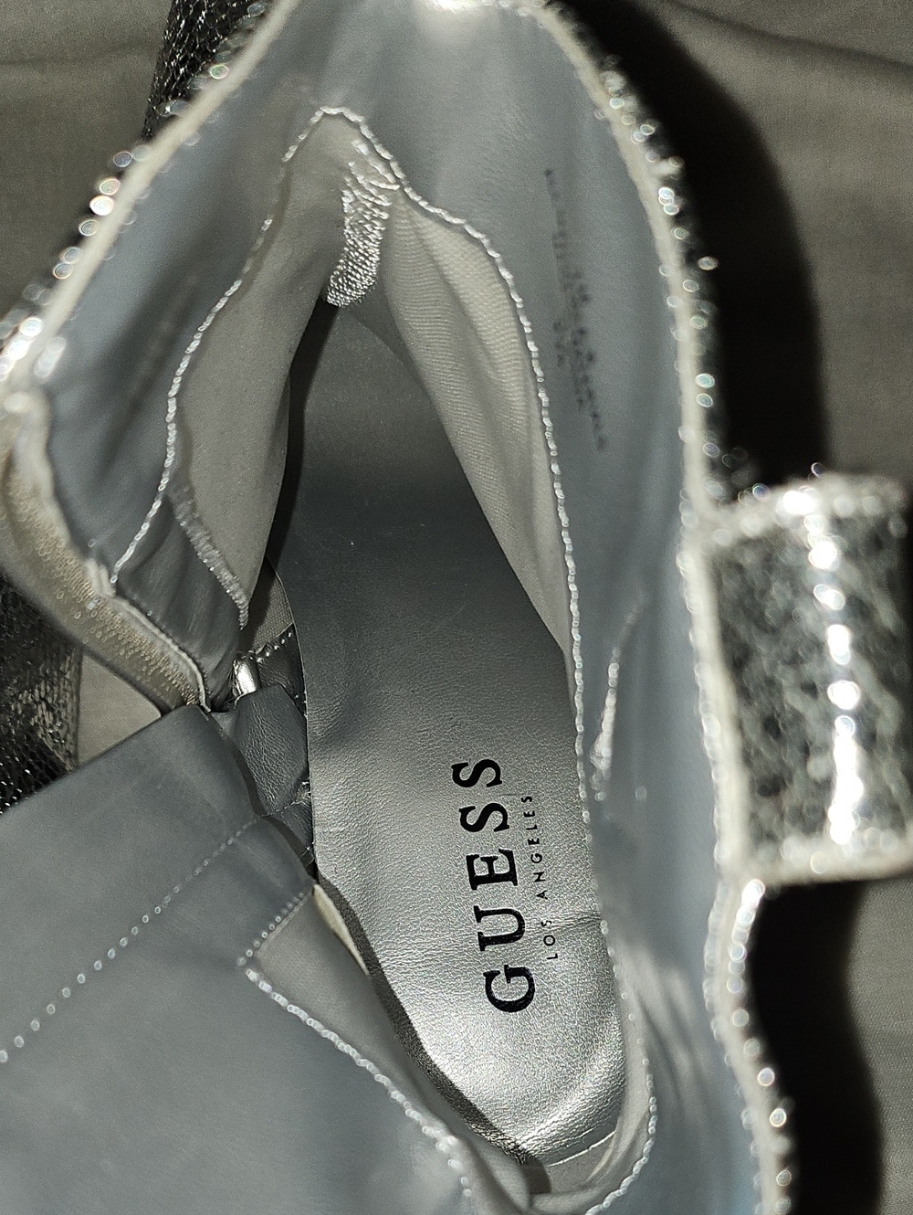 Guess Silver Metallic Pointed-Toe Ankle Boots size 7 NWOT - Picture 9 of 10